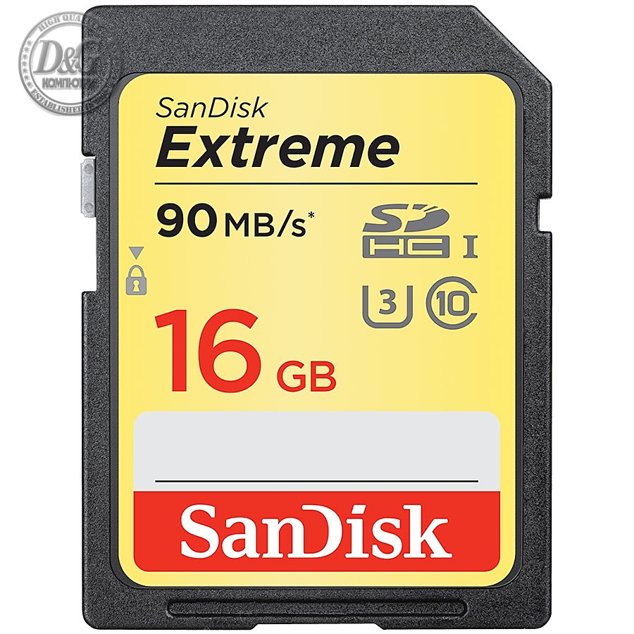 SanDisk Extreme SDHC Card 16GB 90MB/s Class 10 UHS-I U3; EAN: 619659135829