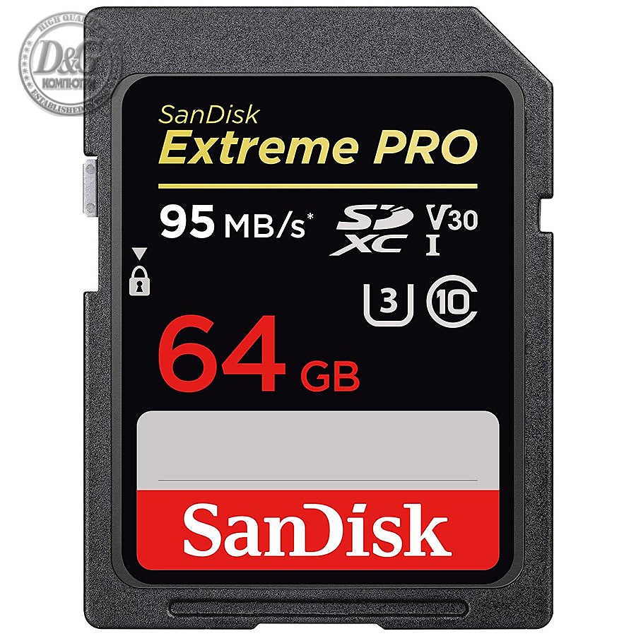 SanDisk Extreme Pro SDXC 64GB - 95MB/s V30 UHS-I U3; EAN: 619659147662