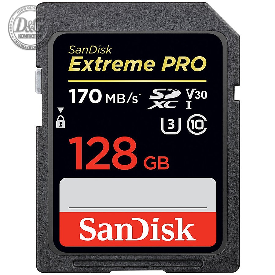 SanDisk Extreme Pro SDXC Card 128GB - 170MB/s V30 UHS-I U3; EAN: 619659170325