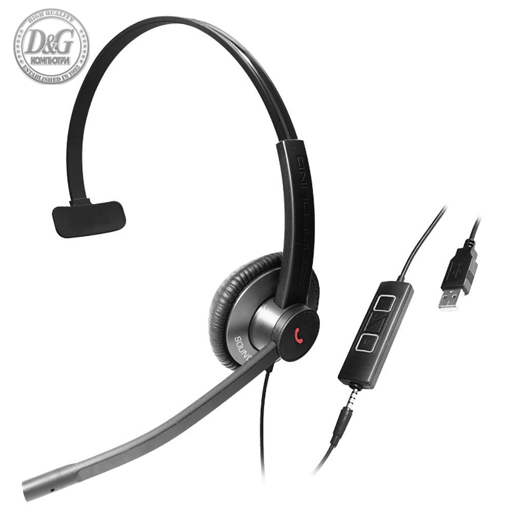 Слушалки с микрофон Addasound EPIC 501 Mono, UC, черни,USB, жак