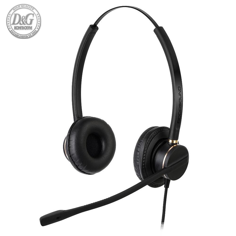 Слушалки с микрофон Addasound Crystal 2872 Duo, UC,QD, черно/златно