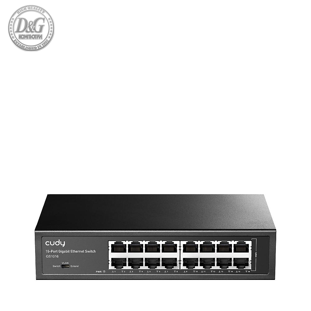 Суич Cudy GS1016, 16 портов, 10/100/100, Auto-MDI/MDIX, за 19&quot; rack