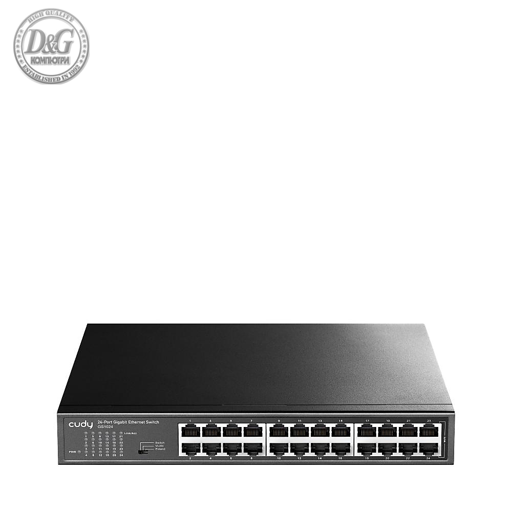 Суич Cudy GS1024, 24 портов, 10/100/100, Auto-MDI/MDIX, за 19&quot; rack