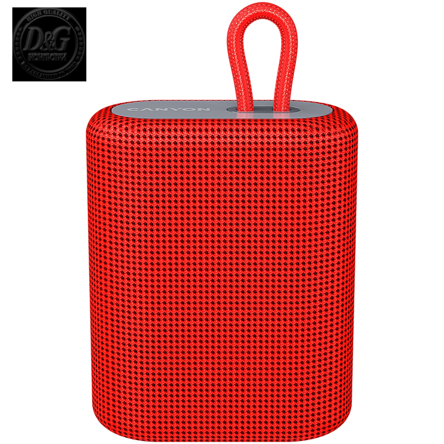 Canyon Bluetooth Speaker, BT V5.0, BLUETRUM AB5365A, TF card support, Type-C USB port, 1200mAh polymer battery, Red, cable length 0.42m, 114*93*51mm, 0.29kg