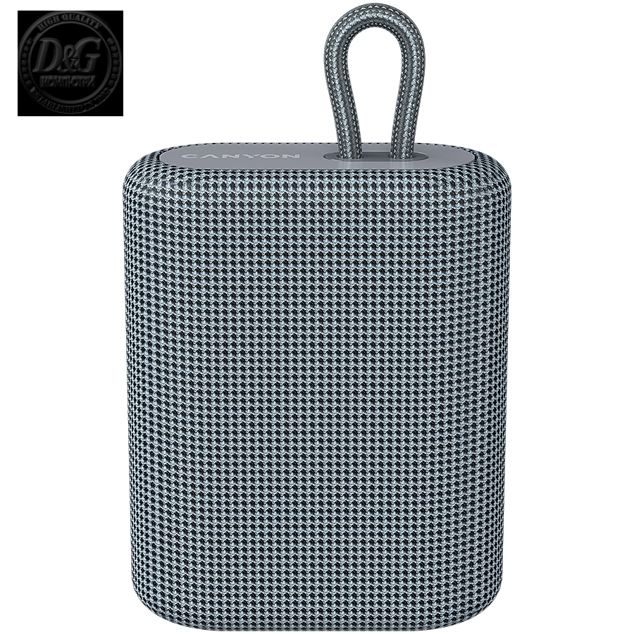 Canyon Bluetooth Speaker, BT V5.0, BLUETRUM AB5365A, TF card support, Type-C USB port, 1200mAh polymer battery, Dark grey, cable length 0.42m, 114*93*51mm, 0.29kg