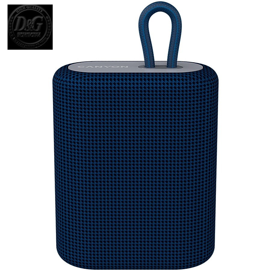 Canyon Bluetooth Speaker, BT V5.0, BLUETRUM AB5365A, TF card support, Type-C USB port, 1200mAh polymer battery, Blue, cable length 0.42m, 114*93*51mm, 0.29kg