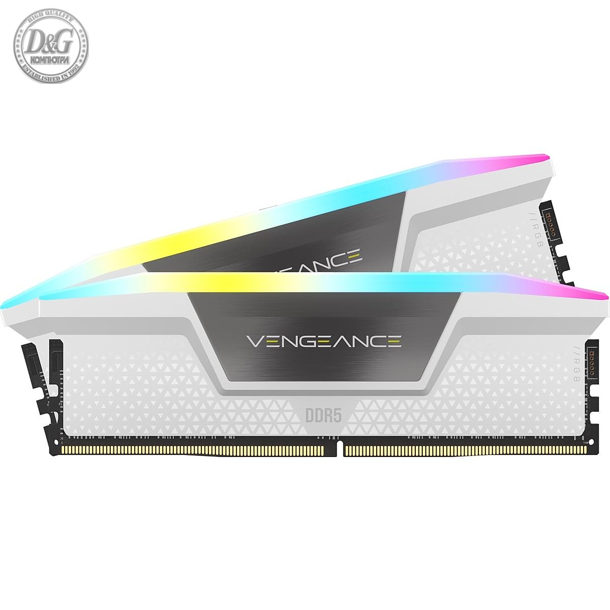 Памет Corsair Vengeance White RGB 32GB(2x16GB) DDR5 PC5-41600 5200MHz CL40 CMH32GX5M2B5200C40W