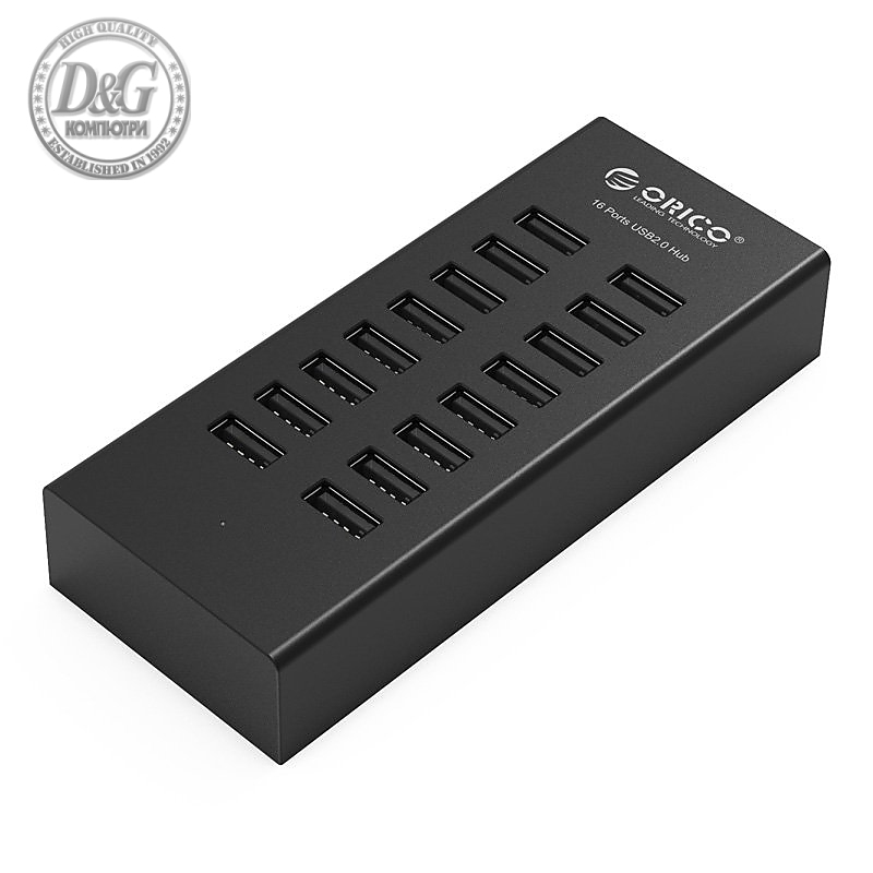 Orico хъб USB3.0 HUB 16 port with Premium Power Adapter, Black - H1613-U2