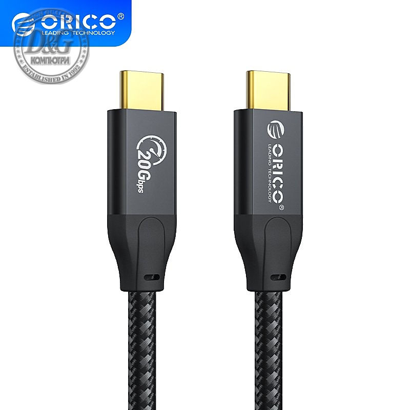 Orico кабел Cable USB 3.2 Gen2x2 - Type-C to Type-C PD100W 20Gbps 1.0m Black - CM32-10-BK