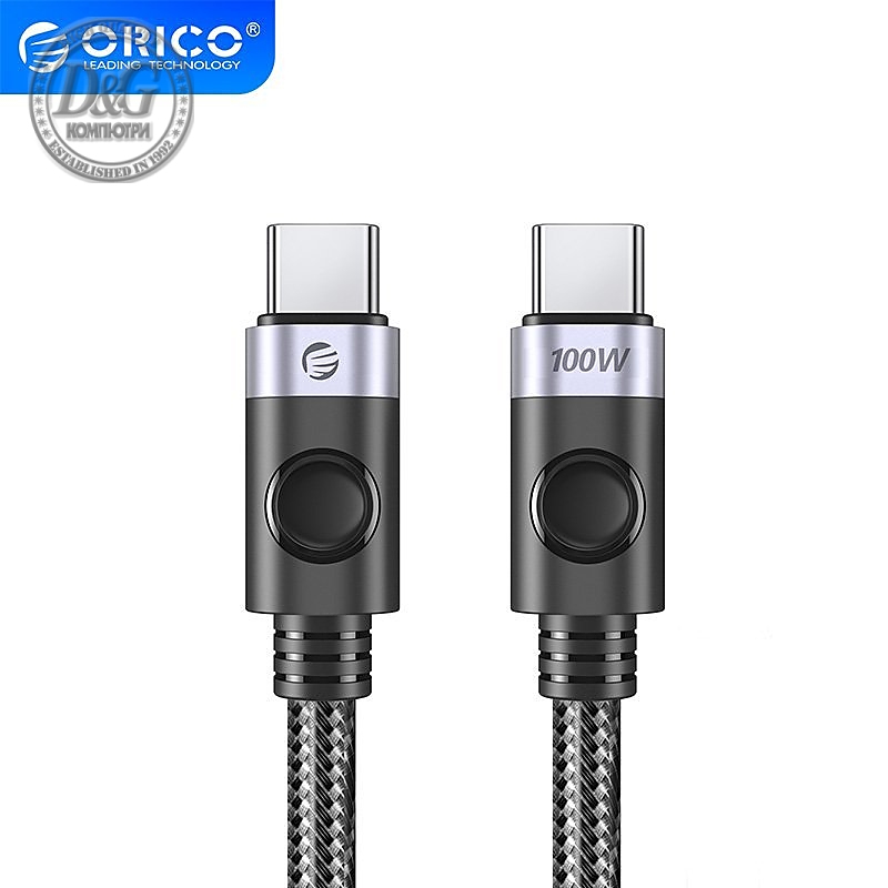 Orico кабел Cable USB C-to-C PD 100W Charging 1.0m Black - C2CZ-BK-10