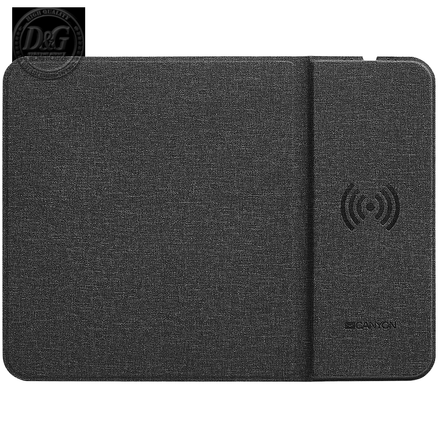 CANYON Mouse Mat with wireless charger, Input 5V/2A,9V2A Output 5W/7.5W/10W, 324*244*6mm, USB Type C cable length 1m, Black, 220g