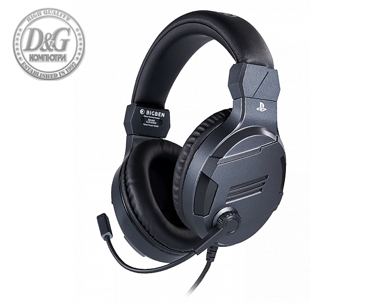 Геймърски слушалки Nacon Bigben PS4 Official Headset V3 Titanium, Микрофон, Сив