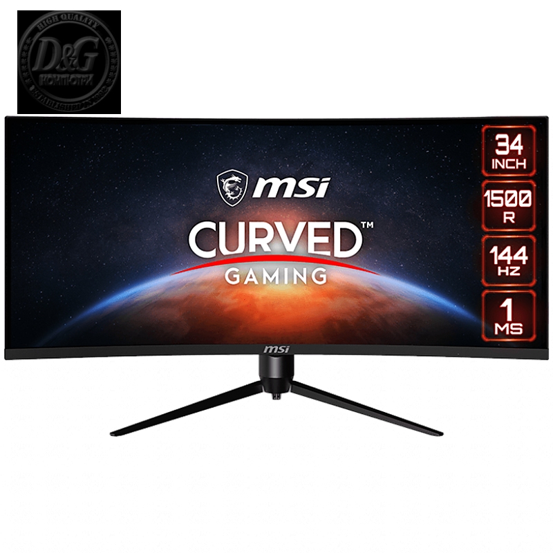 MSI GAMING Monitor OPTIX MAG342CQR 34", VA Curved 1500R, UWQHD 3440x1440@144Hz, Adaptive Sync, 1ms(MPRT), 2xHDMI 2.0, 1xDP 1.4, 1xAudio, Mystic Light