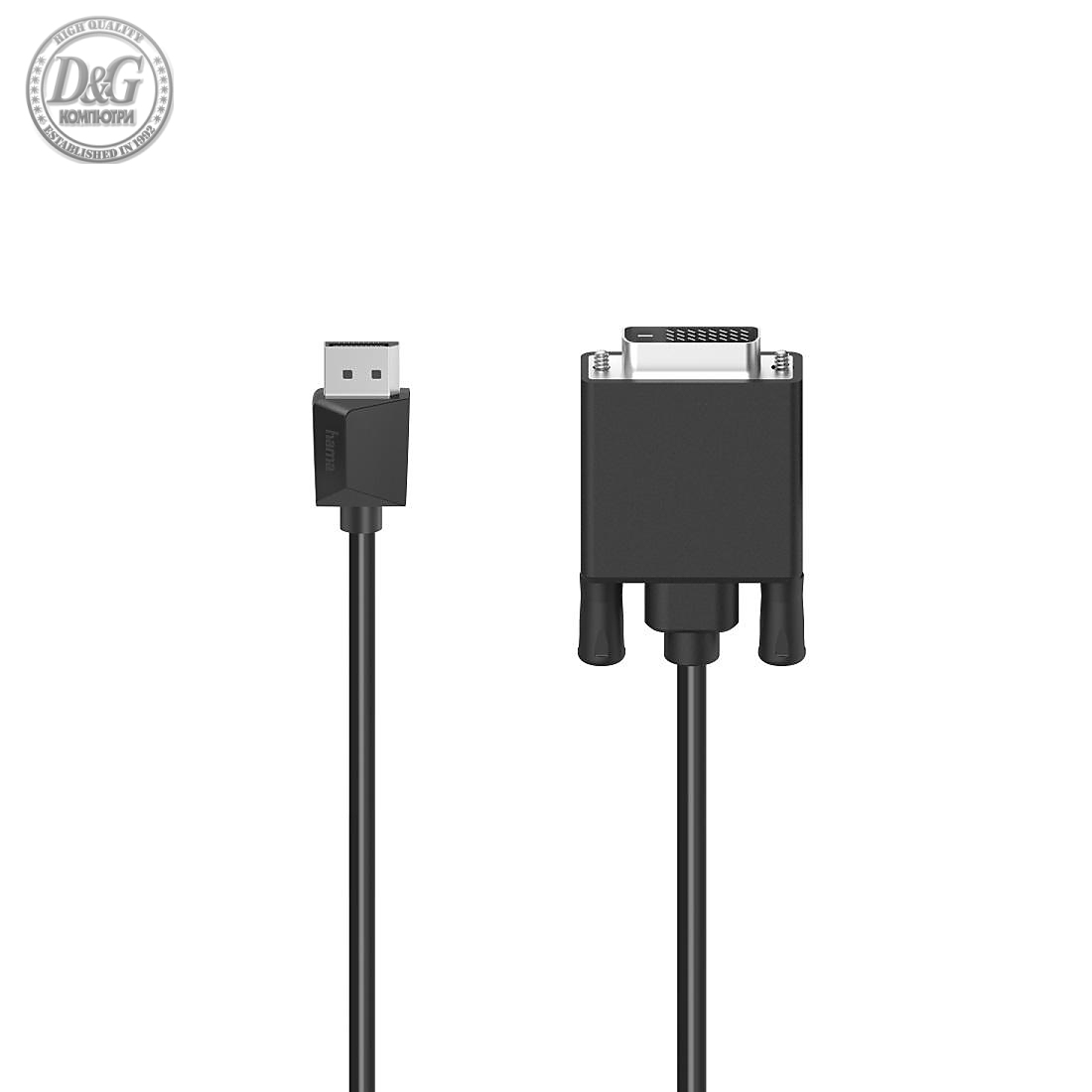 Адаптер HAMA 54593, DisplayPort мъжко - DVI мъжко, Ultra-HD 4K, 1.50 m, Черен