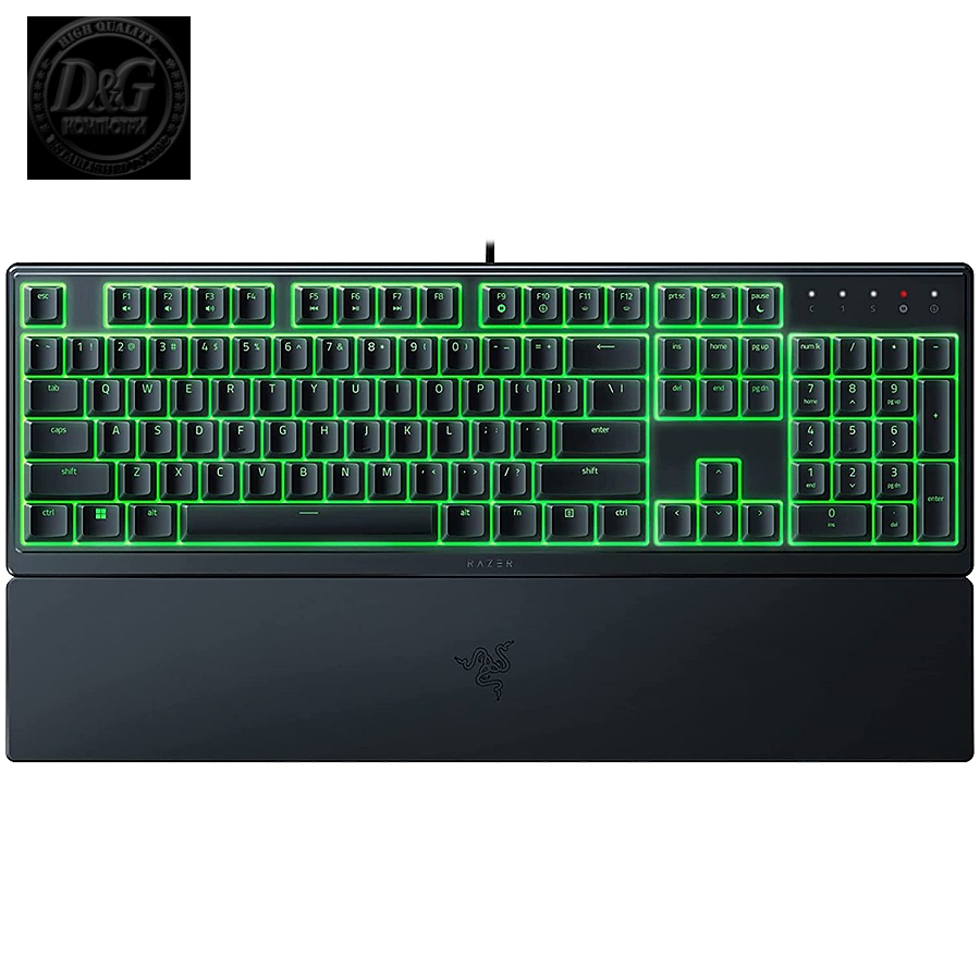 Razer Ornata V3 X US, Silent Membrane Switches, RGB Lighting, 1000 Hz Ultrapolling, UV coated ABS Keycaps, Soft-touch wrist rest