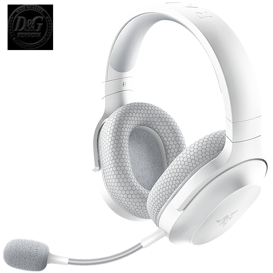 Razer Barracuda X Mercury White Wireless Multi-platform Gaming and Mobile Headset, Razer TriForce 40mm Drivers, Detachable HyperClear Cardioid Mic, Ultra-soft FlowKnit mem foam, 7.1 audio, 50hrs, Dual Wireless, Type-C, Compt PC, PlSt, MD, Ad, iOs