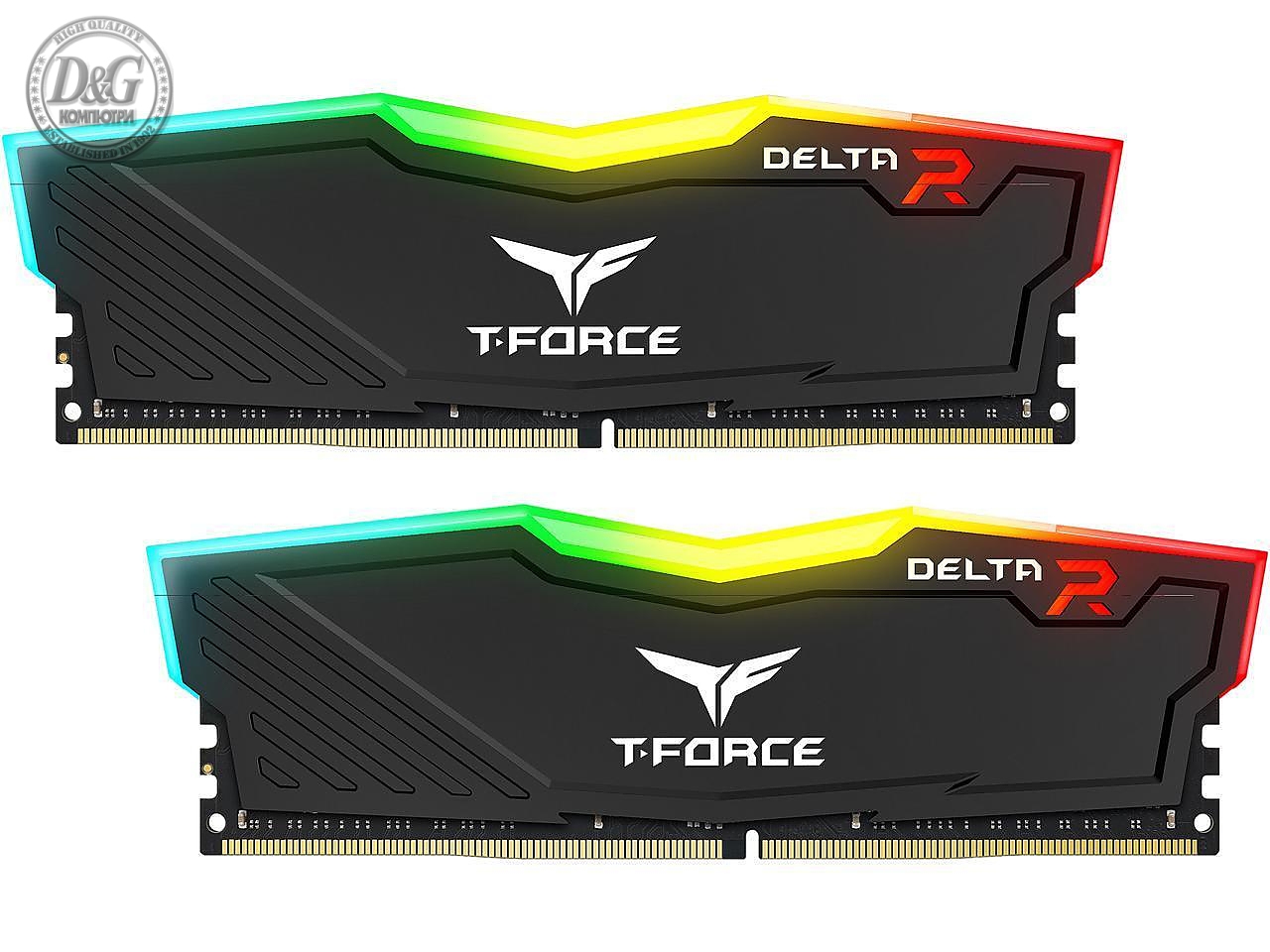 Памет Team Group T-Force Delta RGB Black DDR4 - 16GB (2x8GB) 3600MHz CL18-22-22-42 1.35V