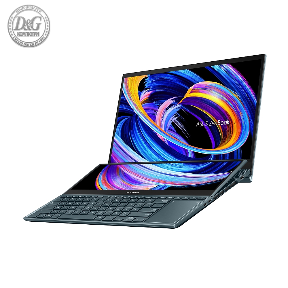 Asus Zenbook Pro Duo 15 OLED UX582ZW-OLED-H941X, Screen Pad Plus, Intel Core i9-12900H 3.8 GHz(24M Cache,up to 5.0 GHz,14 cores),32GB DDR5 on BD.,1TB PCIe4.0 Perf. SSD,NVIDIA GeForce RTX 3070 Ti 8GB, WiFi 6.0, Illum.Kb.,Win 11 Pro 64, Celestial Blue