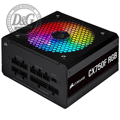 Corsair PSU CX750F 750W modular RGB 80+ Bronze 120mm, RGB Led, Black