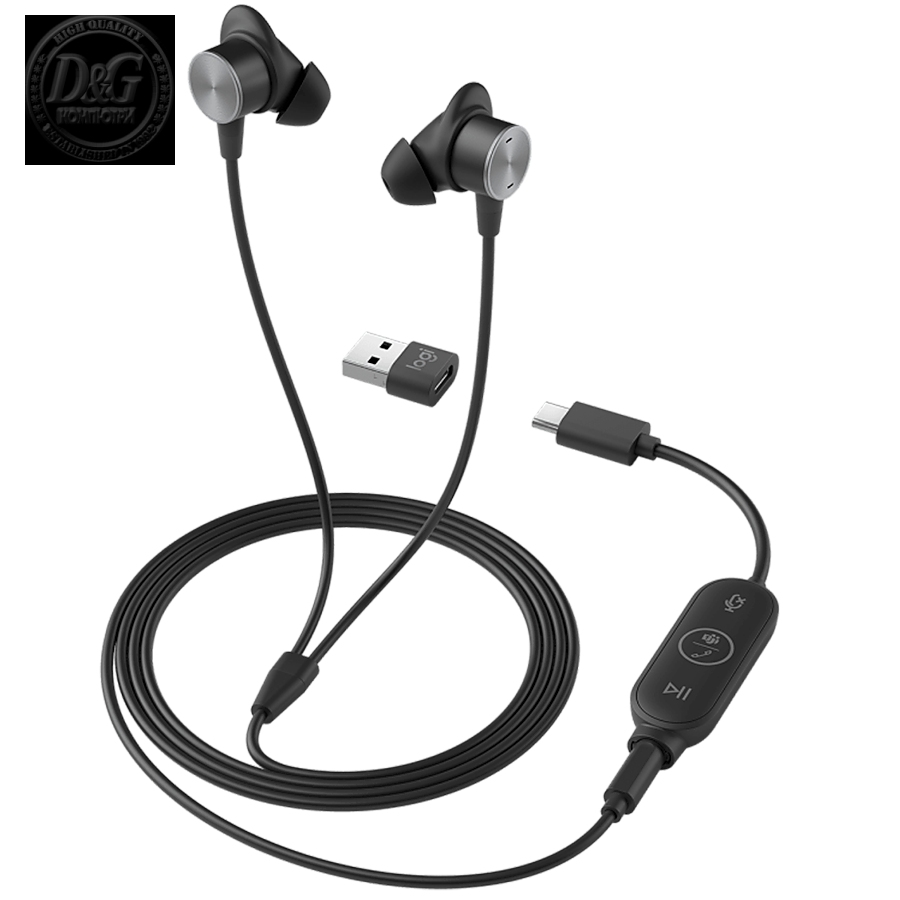 LOGITECH Logi Zone Wired Earbuds Teams - GRAPHITE - USB - EMEA