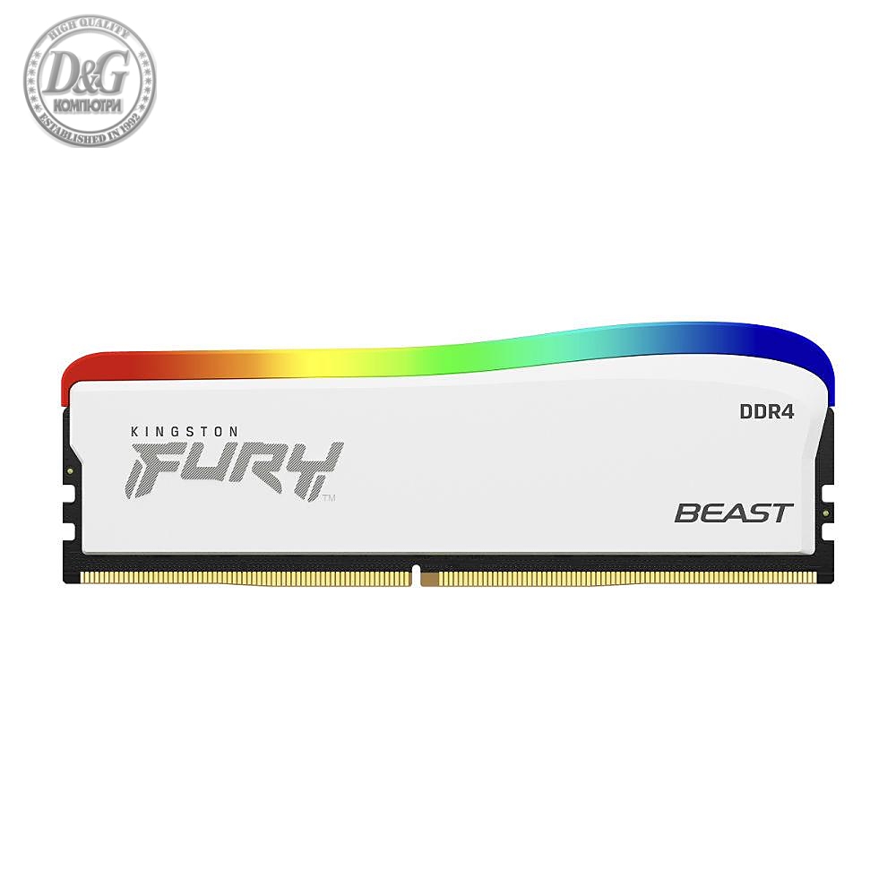 Памет Kingston FURY Beast White RGB 16GB DDR4 PC4-28800 3600MHz CL18 KF436C18BWA/16