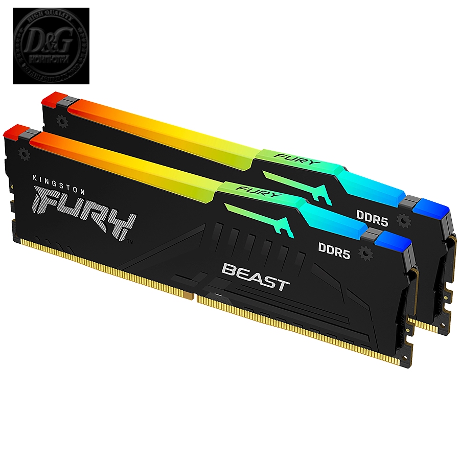 KINGSTON DRAM 32GB 5600MT/s DDR5 CL36 DIMM (Kit of 2) FURY Beast RGB EAN: 740617330779