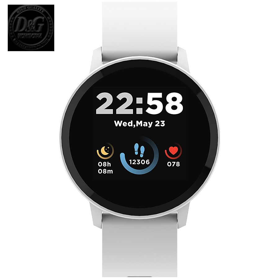 CANYON Smart watch, 1.3inches IPS full touch screen, Round watch, IP68 waterproof, multi-sport mode, BT5.0, compatibility with iOS and android, Silver white, Host: 25.2*42.5*10.7mm, Strap: 20*250mm, 45g