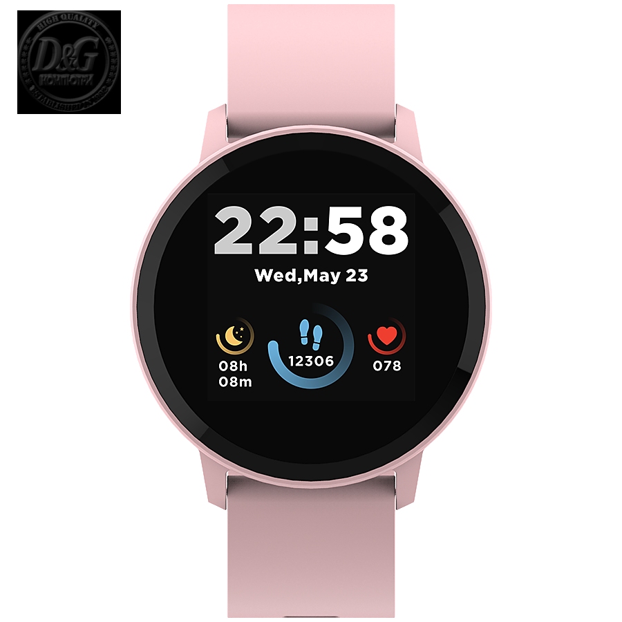 CANYON Smart watch, 1.3inches IPS full touch screen, Round watch, IP68 waterproof, multi-sport mode, BT5.0, compatibility with iOS and android, Pink, Host: 25.2*42.5*10.7mm, Strap: 20*250mm, 45g