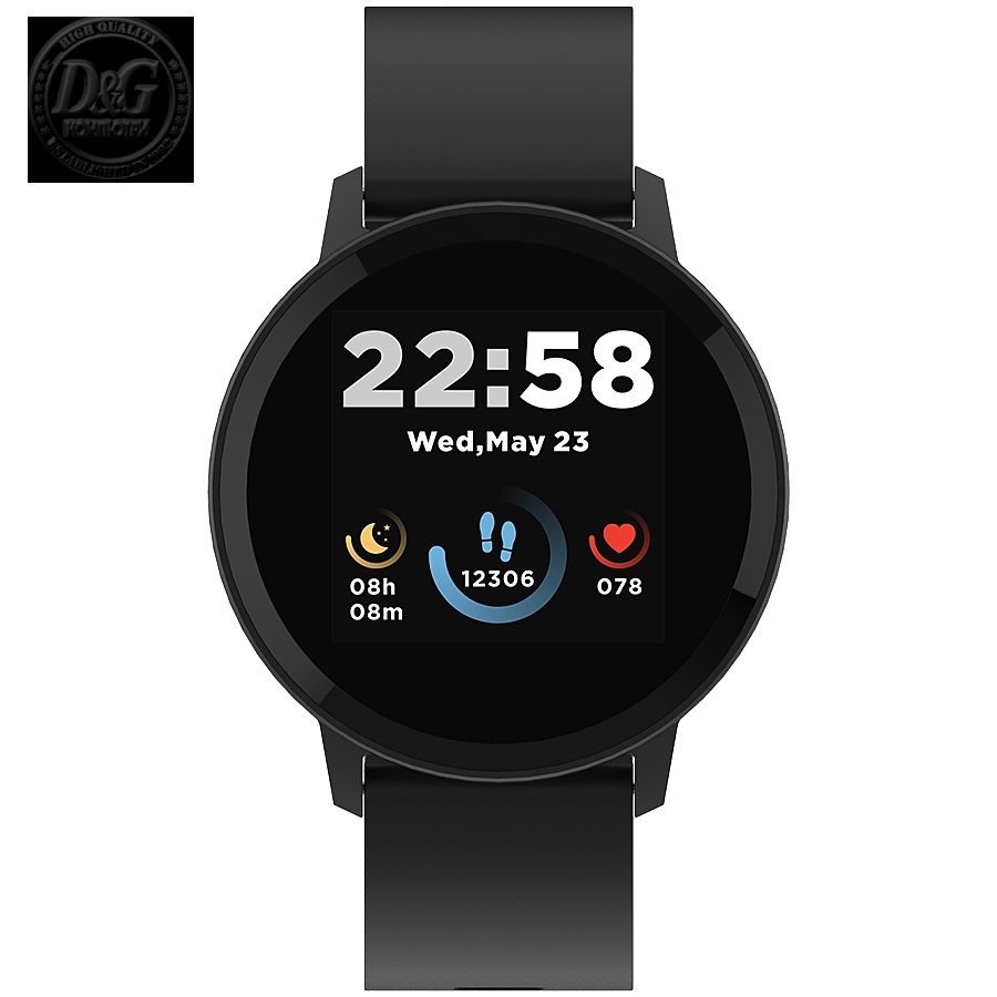 CANYON Smart watch, 1.3inches IPS full touch screen, Round watch, IP68 waterproof, multi-sport mode, BT5.0, compatibility with iOS and android, black, Host: 25.2*42.5*10.7mm, Strap: 20*250mm, 45g