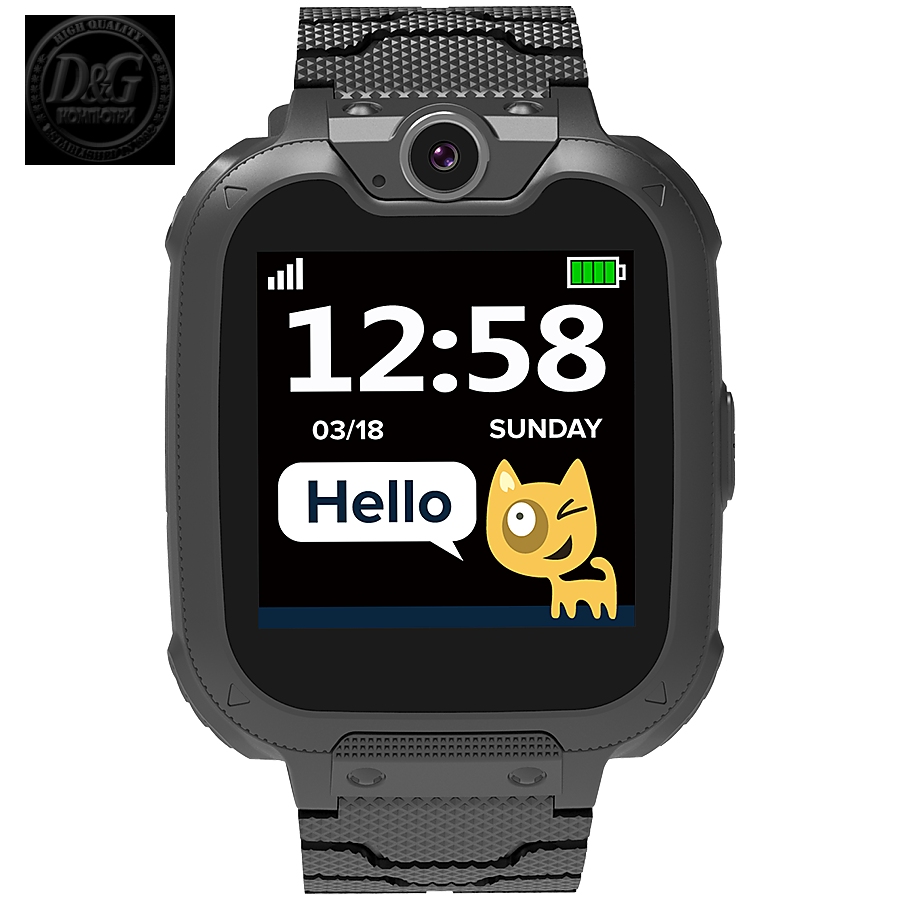 CANYON Kids smartwatch, 1.54 inch colorful screen, Camera 0.3MP, Mirco SIM card, 32+32MB, GSM(850/900/1800/1900MHz), 7 games inside, 380mAh battery, compatibility with iOS and android, Black, host: 54*42.6*13.6mm, strap: 230*20mm, 45g