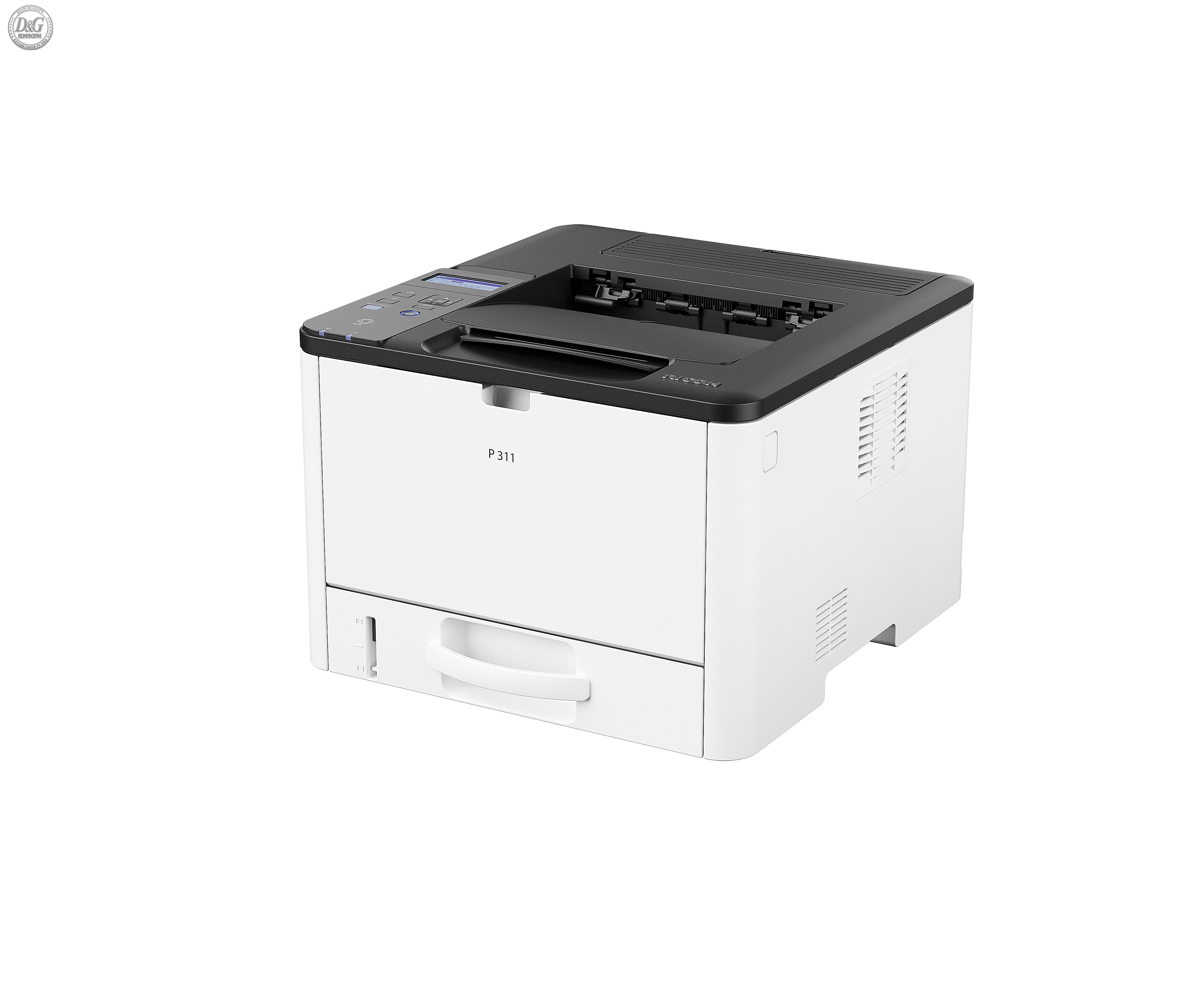 Лазерен принтер RICOH P311, USB, LAN, A4, 7000 ст. стартов тонер, 32 ppm, Бял