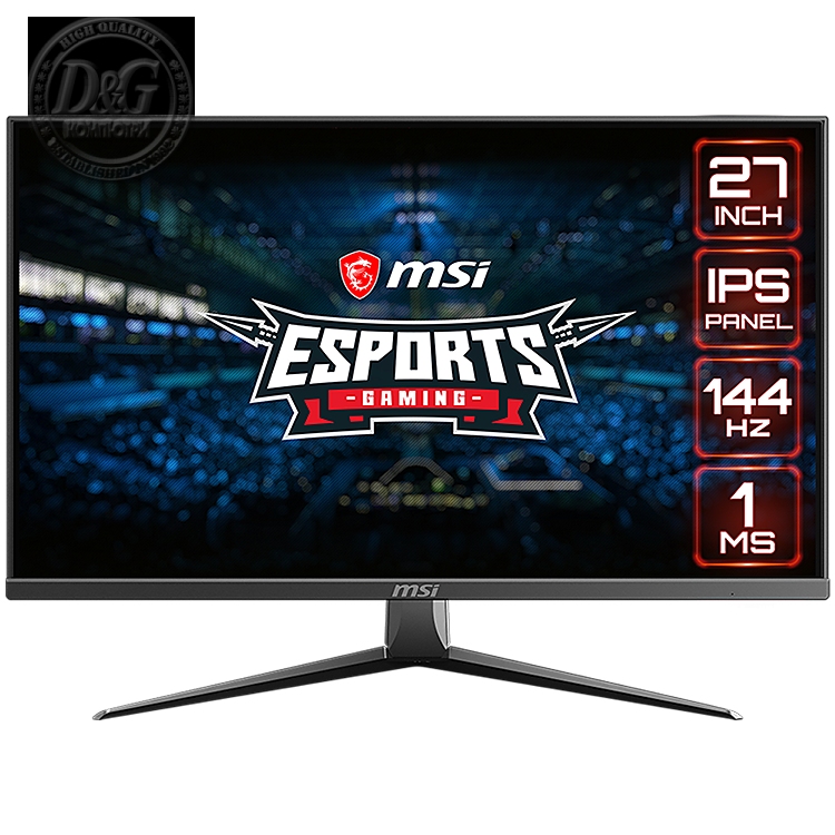 MSI Optix MAG273 Gaming Monitor, 27" 144Hz, FHD (1920x1080) 16:9, Anti-glare, 1ms, 250nits, 1000:1, 178°/178°, Freesync, Adjustable Stand, 1x DP, 1x HDMI, 3Y Warranty