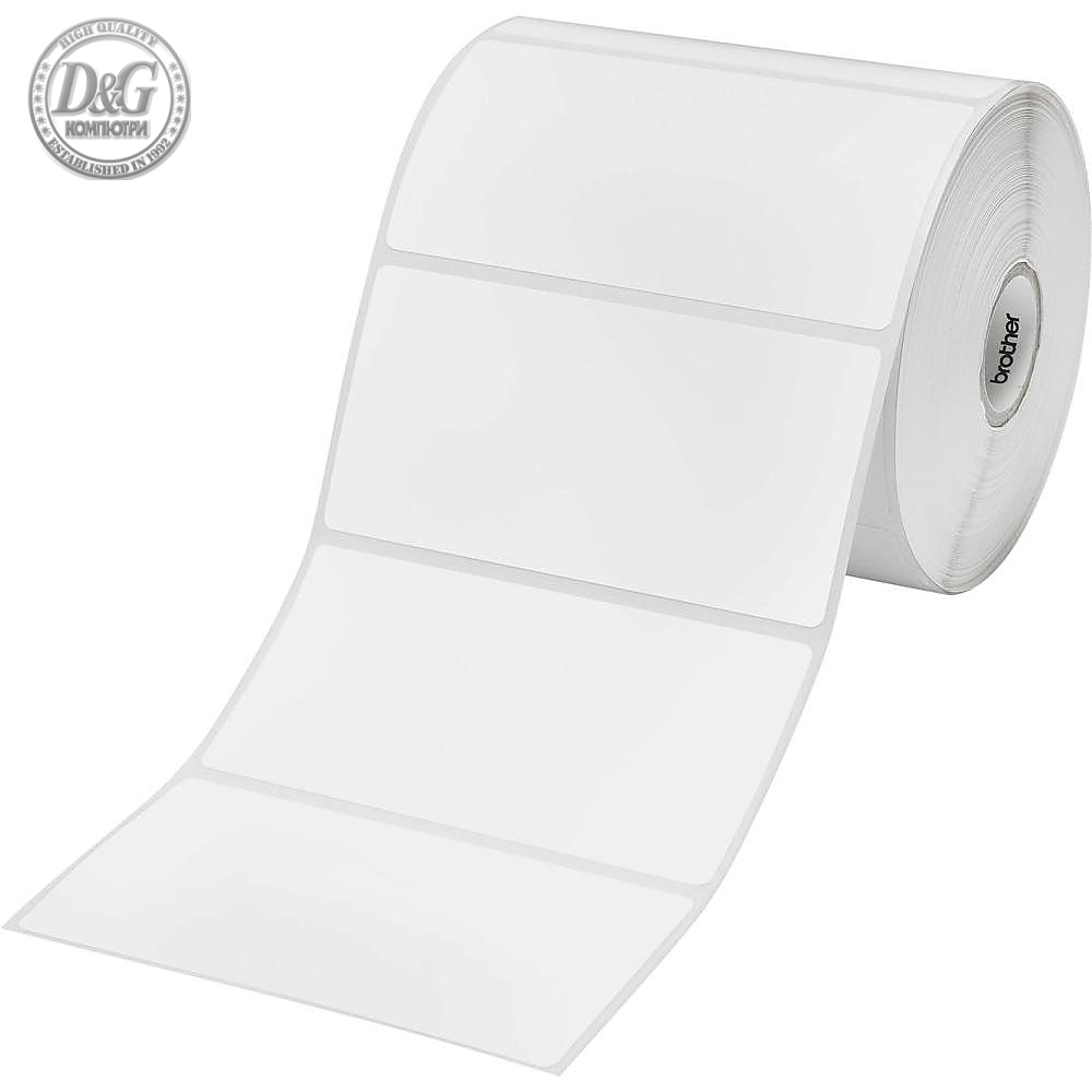 Brother BDE-1J050102-102 White Paper Label Roll, 1050 labels per roll, 102x50 mm (Order Multiples of 8)