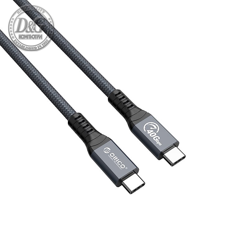 Orico кабел Cable Thunderbolt 4 / USB4 - Type-C to Type-C 40Gbps PD100W 2.0m Grey - TBZ4-20-GY