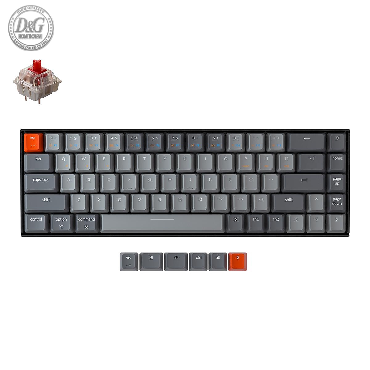 Геймърска Механична клавиатура Keychron K6 Hot-Swappable 65% Gateron Red Switch White LED Gateron Red Switch ABS