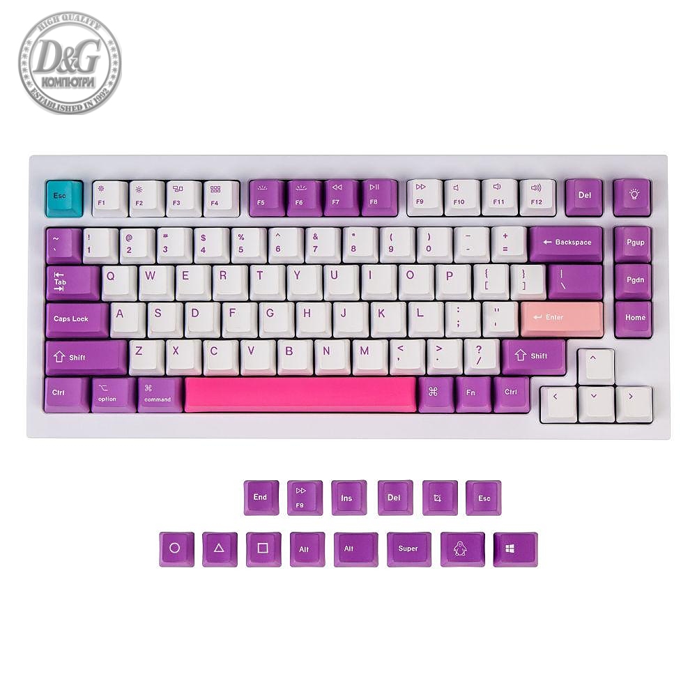 Капачки за механична клавиатура Keychron Unicorn 96-Keycap Set PBT Dye-Sub US Layout