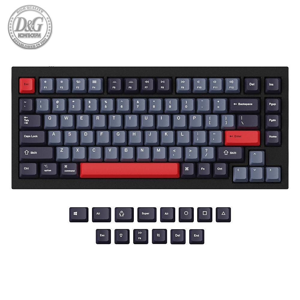 Капачки за механична клавиатура Keychron Dolch Red 96-Keycap Set PBT Dye-Sub US Layout