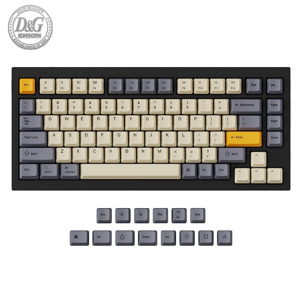 Капачки за механична клавиатура Keychron Wheat Grey 96-Keycap Set PBT Dye-Sub US Layout