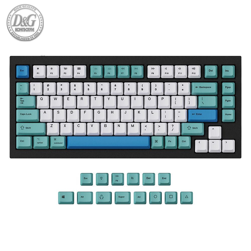 Капачки за механична клавиатура Keychron Iceberg 96-Keycap Set PBT Dye-Sub US Layout