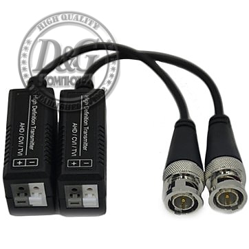 Passive HD Video Balun, 720p/300m, 1080p/100m. Integrated surge protector. Set - 2 pcs.