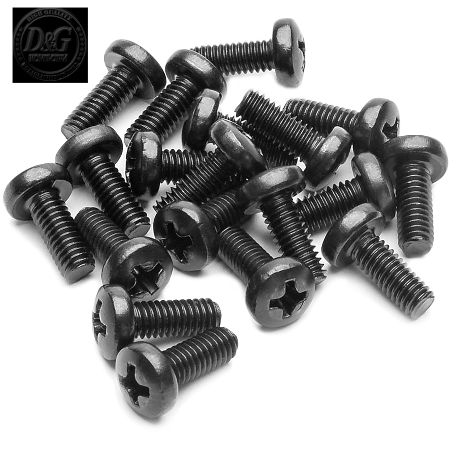 EK-Loop Phillips Head Screw Set M4x10mm - Black (20pcs)