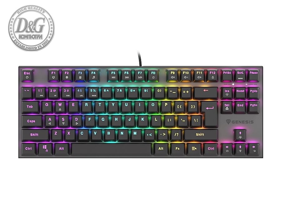 Genesis Mechanical Gaming Keyboard Thor 303 TKL RGB Backlight Red Switch US Layout Black