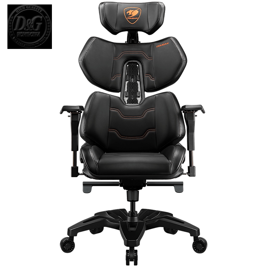 COUGAR TERMINATOR, Gaming Chair, Lumbar Support design, Ventilated Backrest design, Flexible PAFRP backrest, Hyper-Dura leatherette, Fully costumizable and adjustable design