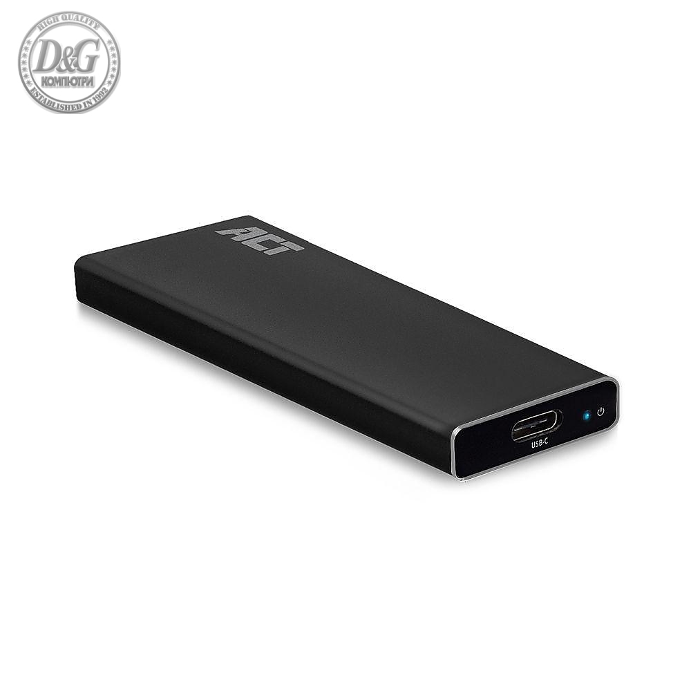 Чекмедже за твърд диск ACT AC1605, M.2 NVMe SSD, USB-C 3.1 Gen2, Черен