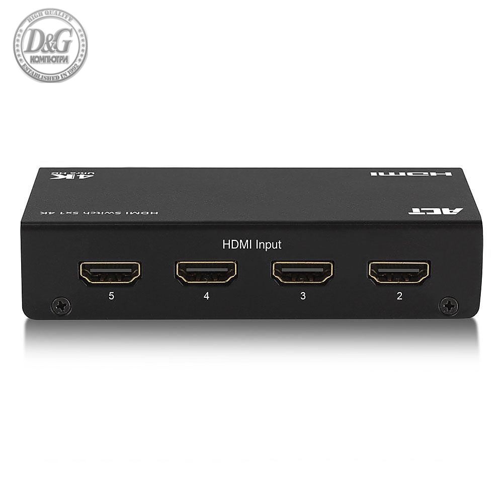 HDMI суич ACT AC7840, 5/1, 3Д, 4K@30Hz, Черен