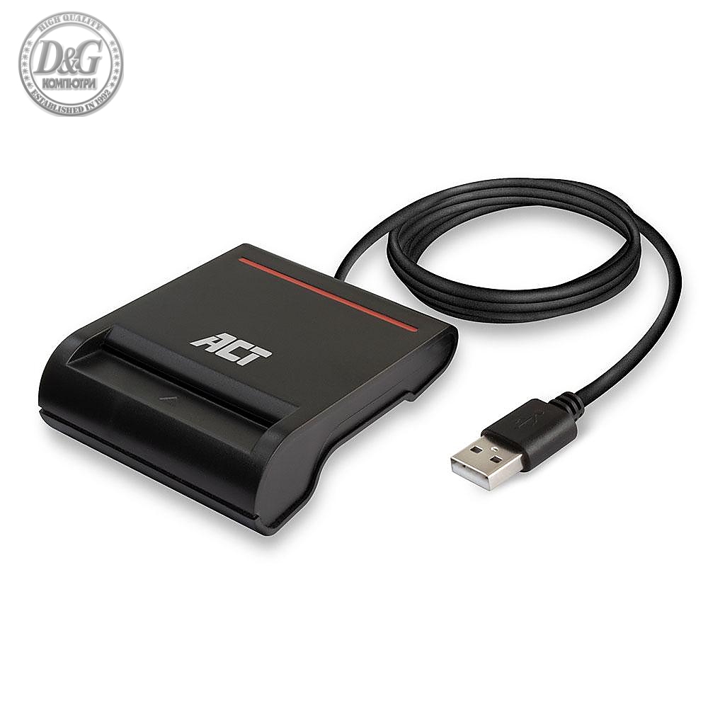 Четец на смарт карти ACT AC6015, USB 2.0, Черен