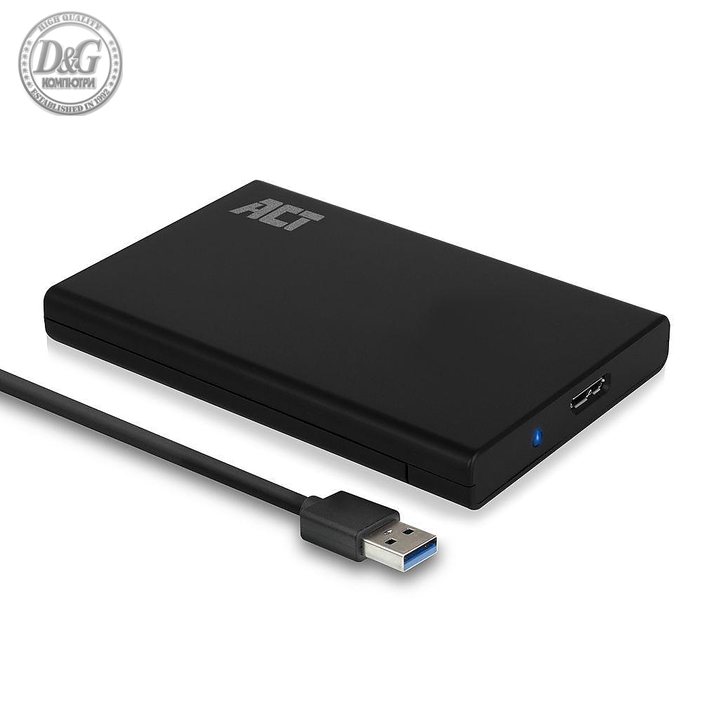 Чекмедже за твърд диск ACT AC1215, 2.5&quot;, USB 3.0, Черен