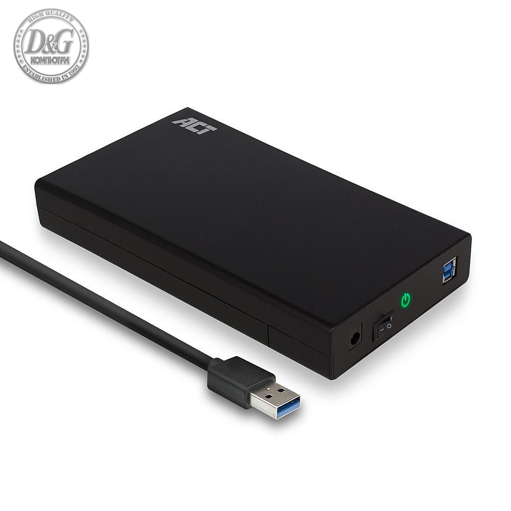 Чекмедже за твърд диск ACT AC1405, 3.5&quot;, SATA, USB 3.1 Gen1 (USB 3.0), Черен