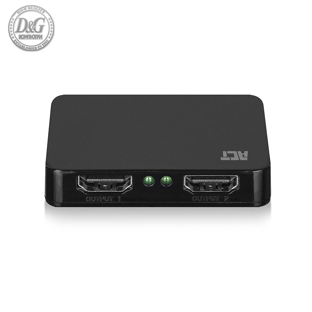 HDMI Сплитер ACT AC7835, 1/2, 4K@30Hz, USB, Черен