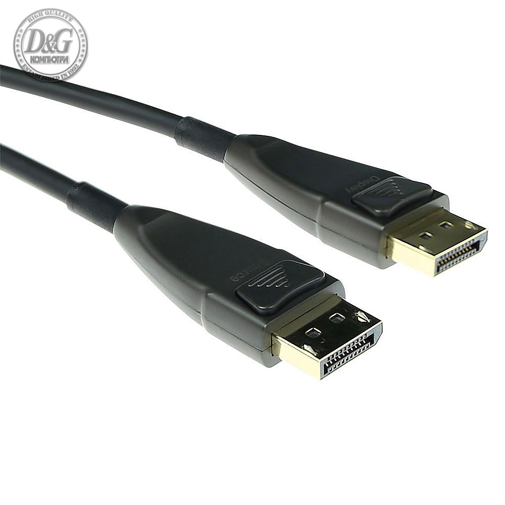 Оптичен хибриден кабел ACT AK4031, DisplayPort 1.4 мъжко - DisplayPort 1.4 мъжко, 15 м, Черен